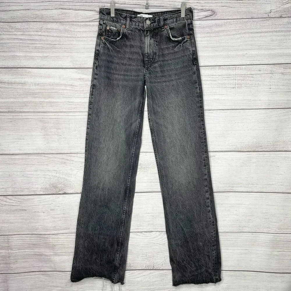 ZARA 100% Cotton Straight Black Jeans Women’s Size 2 Long - Picture 1 of 7